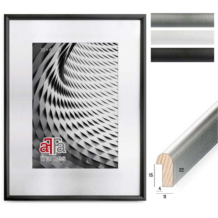 FramesFactory Drevený fotorámik Finger 10x15-40x50 cm (Čierna/Strieborná/Biela)