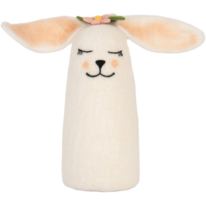 Clayre & Eef 66321 Plstená myška 23x10x23 cm Bielo-ružová