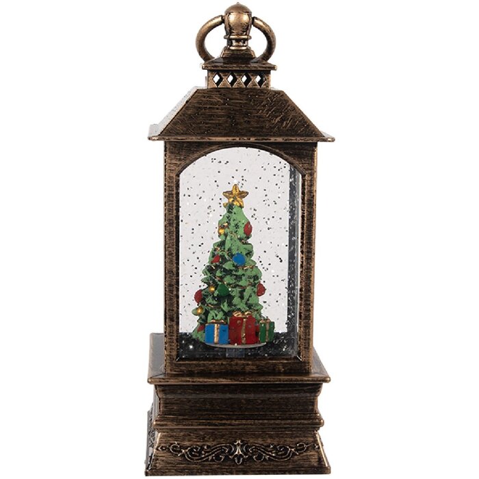 Clayre & Eef 66408 Dekoračný lampáš s vianočným stromčekom 8x8x20 cm / 3xAAA