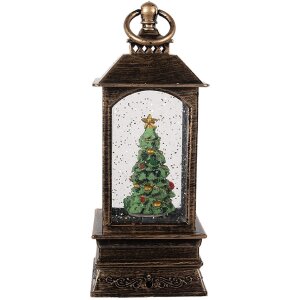 Clayre & Eef 66408 Dekoračný lampáš s vianočným stromčekom 8x8x20 cm / 3xAAA