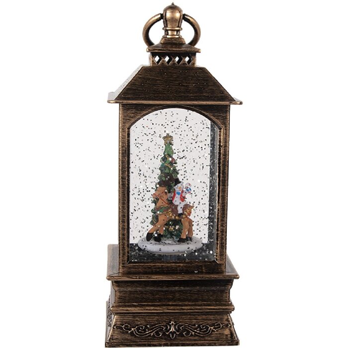 Clayre & Eef 66409 Dekoračný lampáš s vianočným stromčekom 8x8x20 cm / 3xAAA