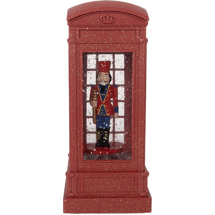 Clayre & Eef Dekorácia Telefónna Búda s Luskáčikom 9x9x21 cm