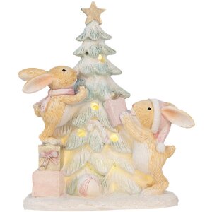 Clayre & Eef 6PR5880 Dekoračný zajac s LED 14x8x16 cm hnedý a biely