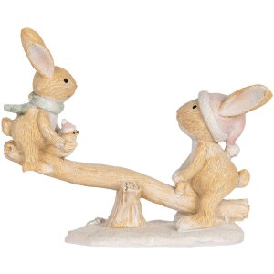 Clayre & Eef Dekoračný zajac 16x6x11 cm hnedo-biely