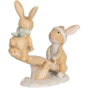 Clayre & Eef Dekoračný zajac 16x6x11 cm hnedo-biely