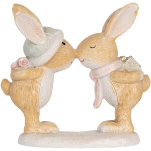 Clayre & Eef Dekoračný zajac 10x5x10 cm hnedý & biely