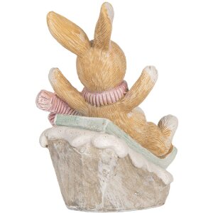 Clayre & Eef Dekoračný zajac 8x6x9 cm hnedá/biela