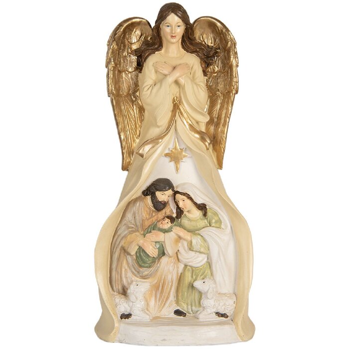 Clayre & Eef Vianočná skupinka 6PR5894 15x12x31 cm béžovo-zlatá