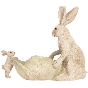 Clayre & Eef Dekorácia Králik s miskou 29x14x26 cm