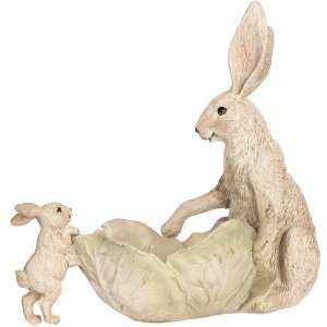 Clayre & Eef Dekorácia Králik s miskou 29x14x26 cm