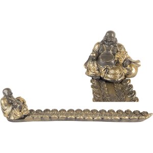 Clayre & Eef Držiak na kadidlo Buddha Strieborná/Zlatá 33x8x7 cm