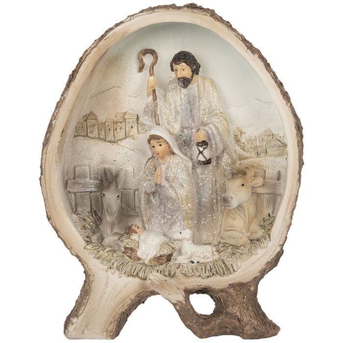 Clayre & Eef 6PR5918 Vianočná skupinka 14x5x19 cm béžovo-hnedej farby