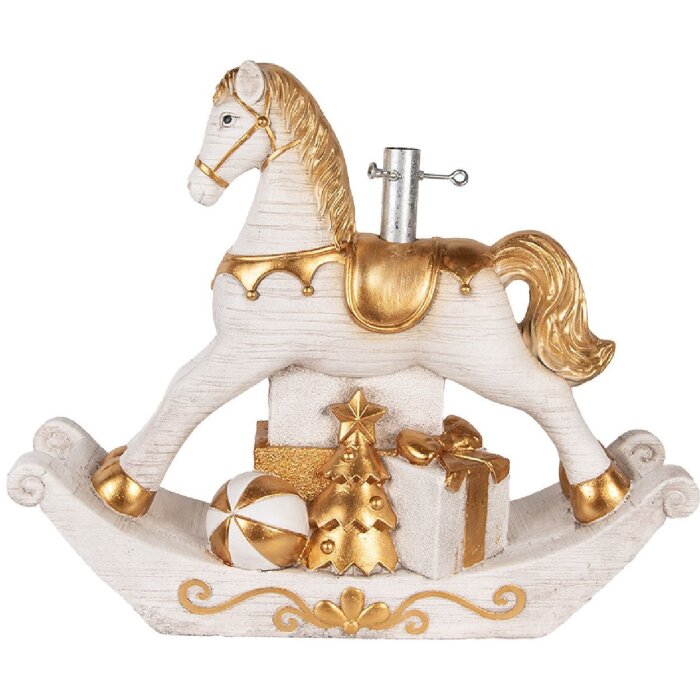 Clayre & Eef Stojan na vianočný stromček 73x21x61 cm biely/zlatý