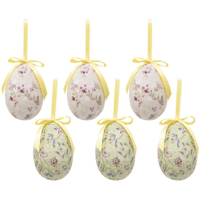 Clayre & Eef 65910 Dekoračné závesné vajíčka (6ks) 7x10 cm
