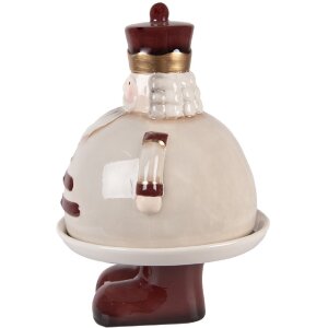 Clayre & Eef Dekoračná misa s vekom béžovo-červená 17x25 cm