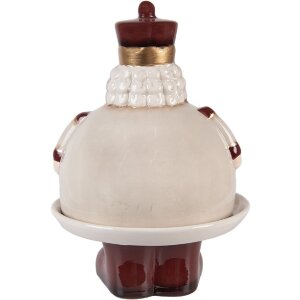 Clayre & Eef Dekoračná misa s vekom béžovo-červená 17x25 cm