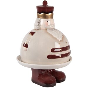 Clayre & Eef Dekoračná misa s vekom béžovo-červená 17x25 cm