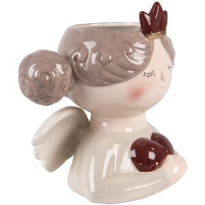 Clayre & Eef Kvetináč 17x14x17 cm Béžovo-Červený