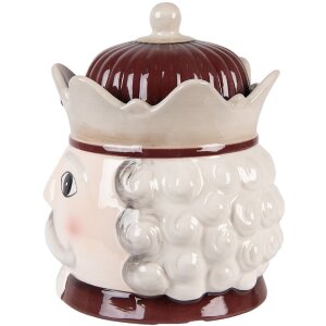 Clayre & Eef Zásobník s vekom béžovo-červený 16x19 cm