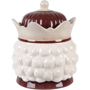 Clayre & Eef Zásobník s vekom béžovo-červený 16x19 cm