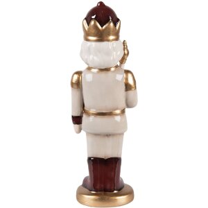 Clayre & Eef Dekoračný orech luskáčik 9x7x26 cm béžovo-červený