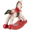 Clayre & Eef Hojdací koník béžovo-červený 12x4x11 cm