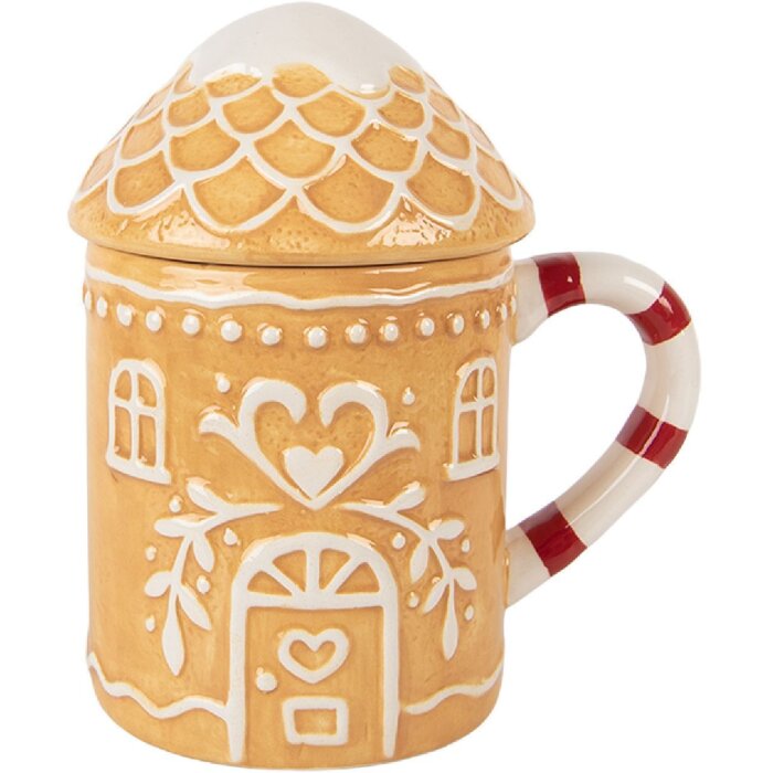 Clayre & Eef Hrčok s pokrievkou 350ml hnedo-biely