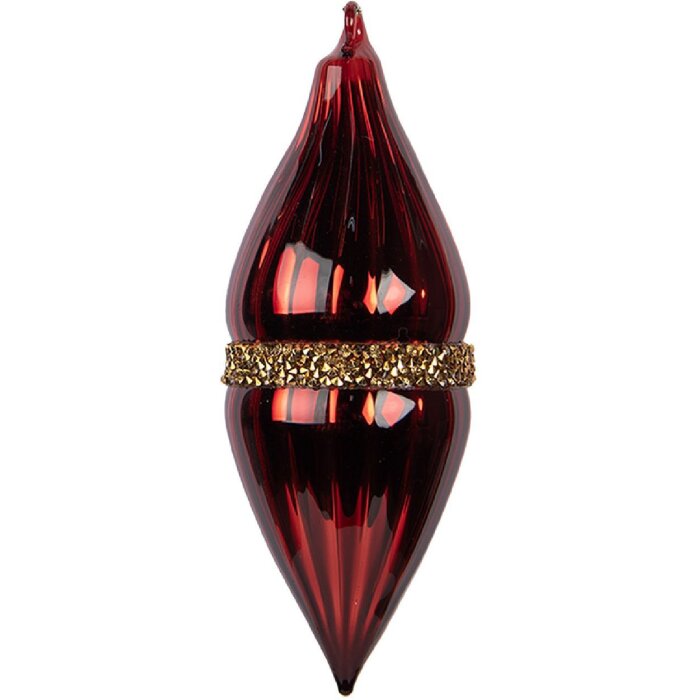 Clayre & Eef Vianočná guľa červeno-zlatá 6x17 cm