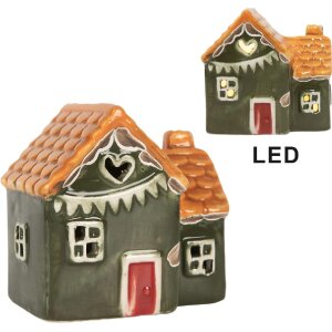 Clayre & Eef Dekoračný domček s LED 8x6x8 cm