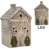 Clayre & Eef Dekoračný domček s LED sivá/zelená 6x6x11 cm