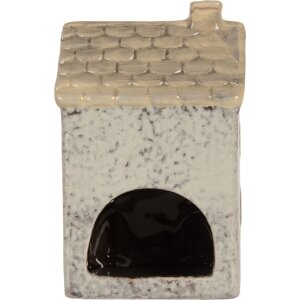 Clayre & Eef Sviečnik Dom 9x8x15 cm Sivá/Béžová