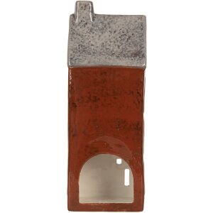 Clayre & Eef Svieťnik Domček 10x7x26 cm Hnedo-sivý