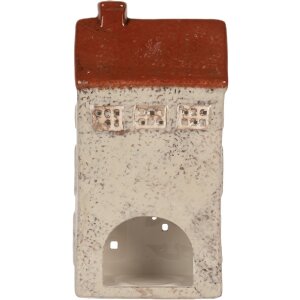 Clayre & Eef Svietnik Domček 12x8x24 cm Béžovo-hnedý