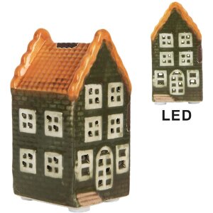 Clayre & Eef Dekoračný domček s LED 4x4x8 cm