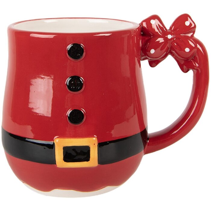 Clayre & Eef Hrnček 400ml červeno-čierny 13x9x11cm