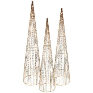 Clayre & Eef LED kužele (set 3) – dekoratívne svetlá