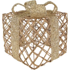 Clayre & Eef 66311 Dekorácia Darček LED 3-dielna Zlatá