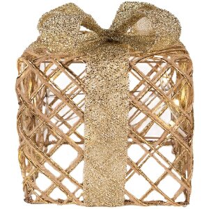 Clayre & Eef 66311 Dekorácia Darček LED 3-dielna Zlatá