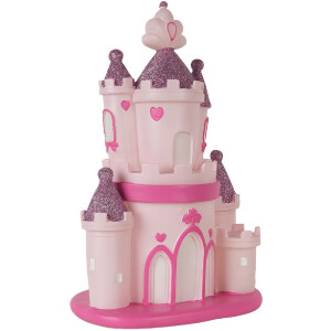 Clayre & Eef Nočné svetielko Hrad LED 23x16x35 cm Ružovo-fialové