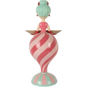 Clayre & Eef Dekorácia Dieťa s miskou - Ružovo-zelená 22x20x46 cm