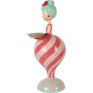 Clayre & Eef Dekorácia Dieťa s miskou - Ružovo-zelená 22x20x46 cm