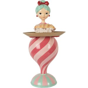 Clayre & Eef Dekorácia Dieťa s miskou - Ružovo-zelená 22x20x46 cm