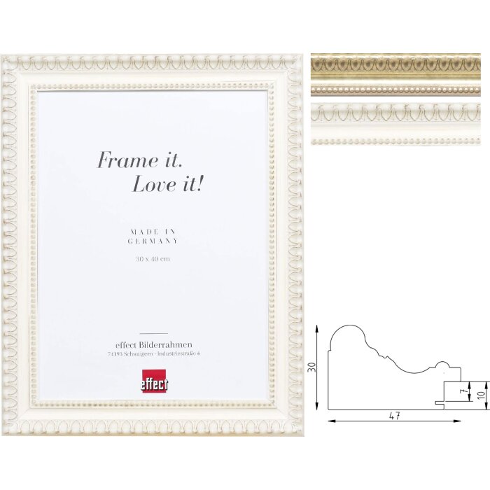 Effect Profil 56 Barokový drevený fotorámik – biela/strieborná antik