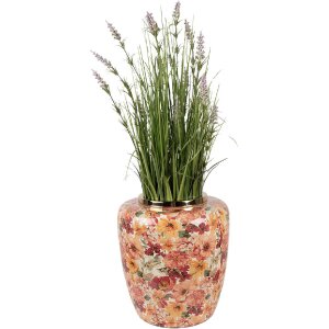 Clayre & Eef 66378 Dekoratívna váza Ø 33x36 cm Béžovo-oranžová