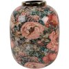 Clayre & Eef 66389 Dekoratívna váza zelená s ružovými akcentmi Ø 17x22 cm