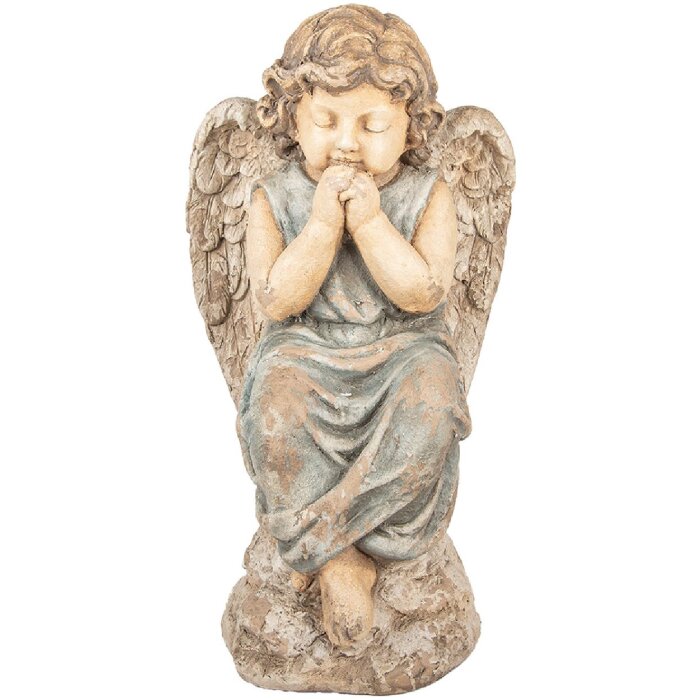 Clayre & Eef Dekorácia Anjel 32x23x56 cm Béžovo-šedá