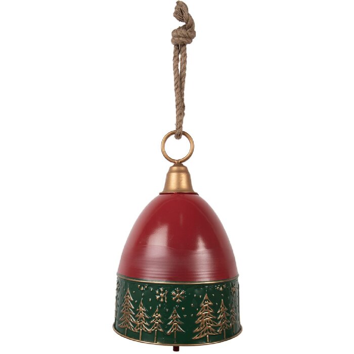 Clayre & Eef Dekoračný zvonček - Červeno-zelený Ø 26x38 cm