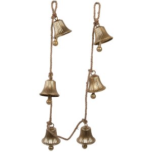 Clayre & Eef Zlatý závesný zvonček 9x9x135 cm