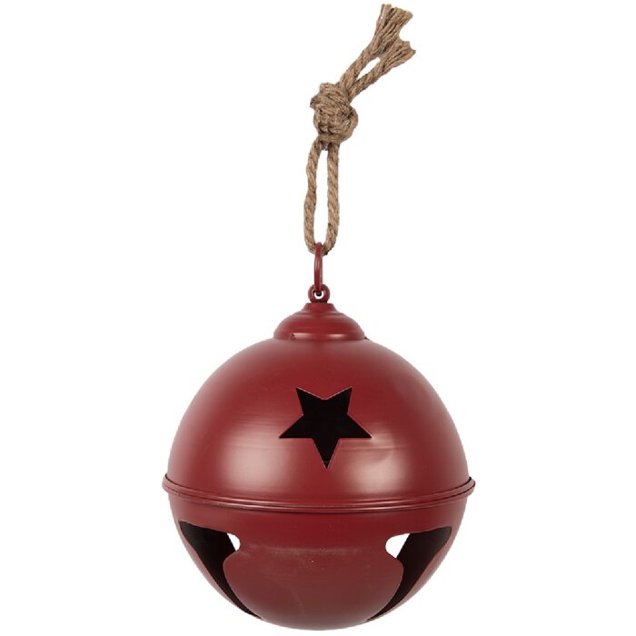 Clayre & Eef Dekoračný zvonček 12x12 cm červeno-hnedý