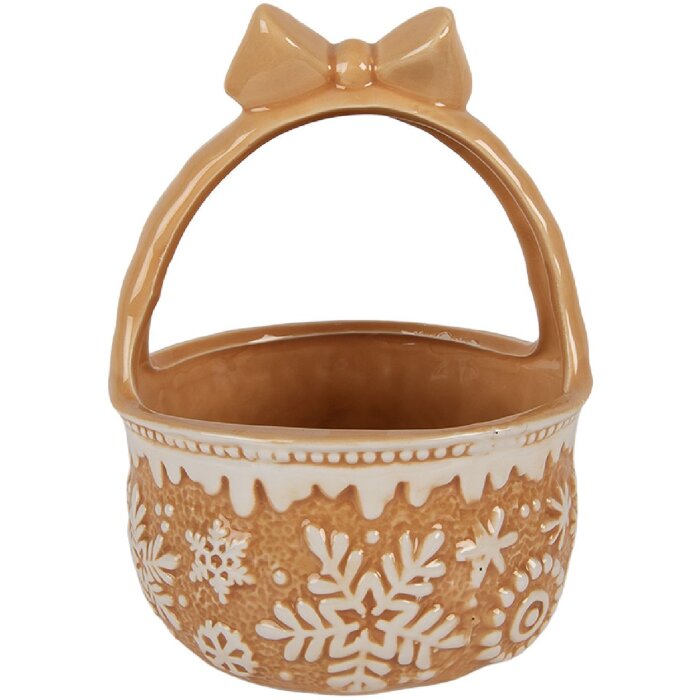 Clayre & Eef Kôš Ø 15x21 cm Hnedo-béžová Keramika